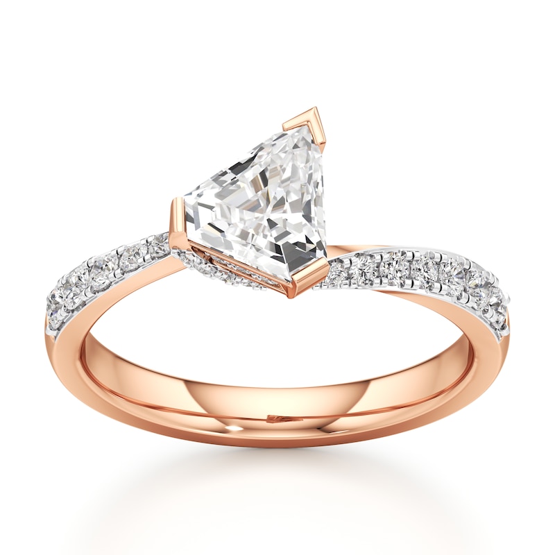 Main Image 1 of J'Lure Shield Step-Cut Lab-Grown Diamond Bypass Engagement Ring 1-1/3 ct tw 18K Rose Gold