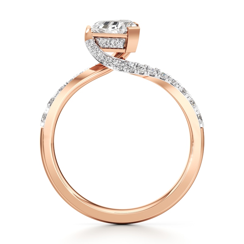 Main Image 2 of J'Lure Shield Step-Cut Lab-Grown Diamond Bypass Engagement Ring 1-1/3 ct tw 18K Rose Gold