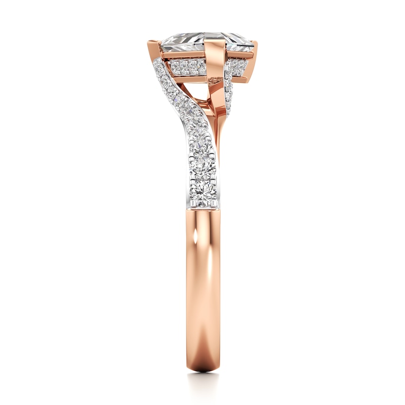 Main Image 3 of J'Lure Shield Step-Cut Lab-Grown Diamond Bypass Engagement Ring 1-1/3 ct tw 18K Rose Gold