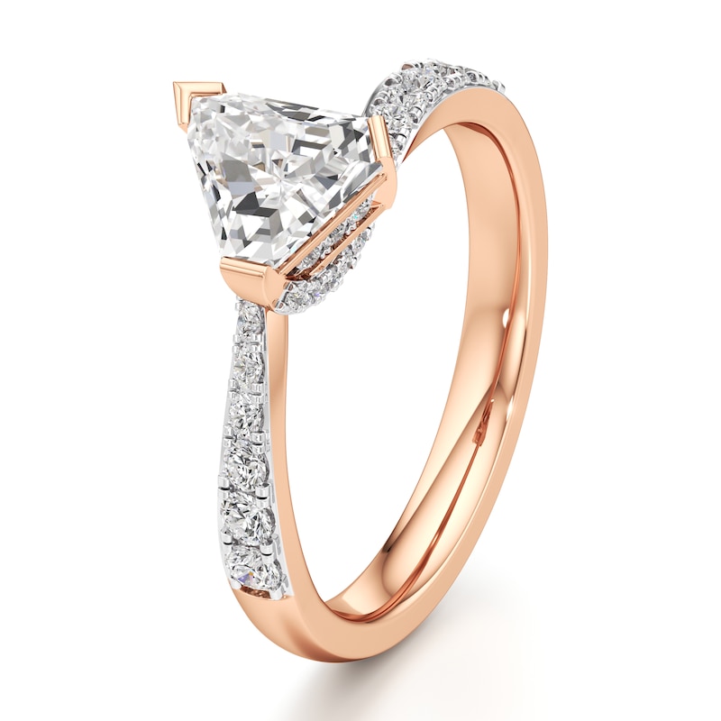 Main Image 4 of J'Lure Shield Step-Cut Lab-Grown Diamond Bypass Engagement Ring 1-1/3 ct tw 18K Rose Gold