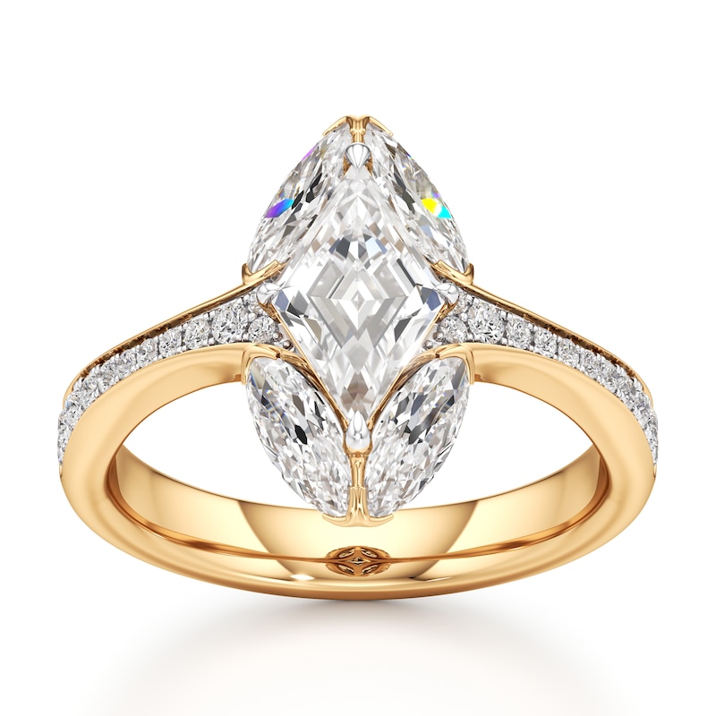 Main Image 1 of J'Lure Lozenge Step-Cut Lab-Grown Diamond Engagement Ring 2-1/6 ct tw 18K Yellow Gold