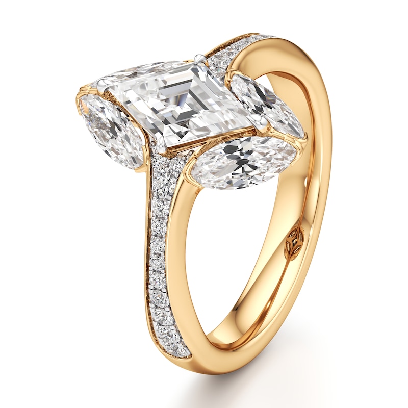 Main Image 4 of J'Lure Lozenge Step-Cut Lab-Grown Diamond Engagement Ring 2-1/6 ct tw 18K Yellow Gold