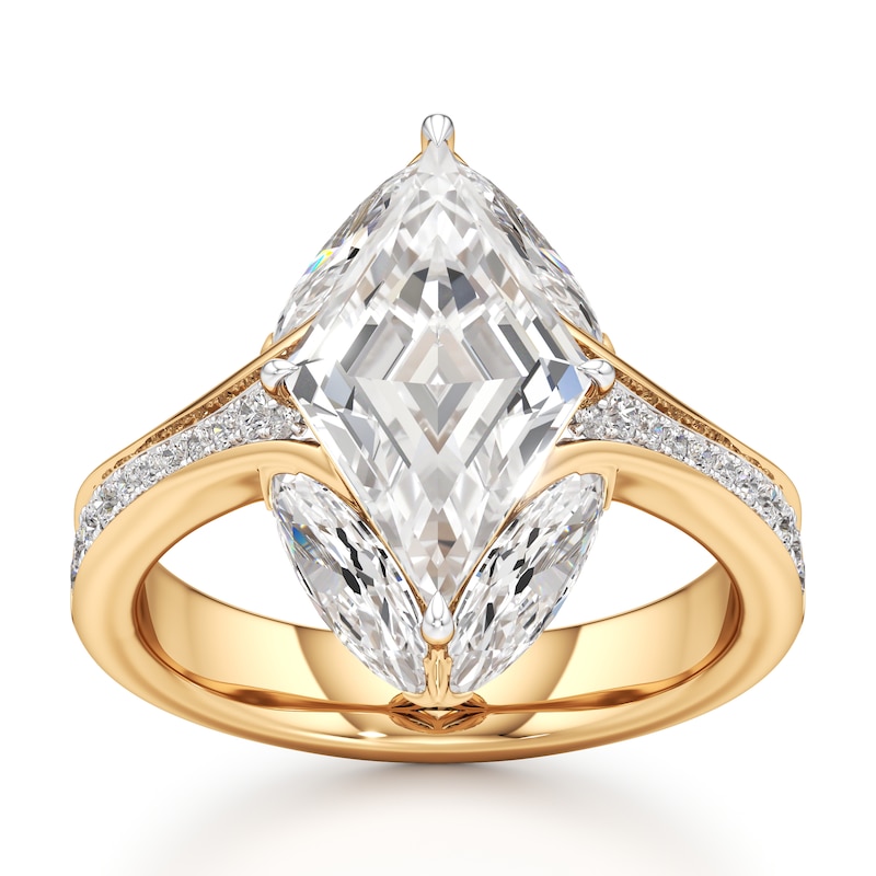 Main Image 1 of J'Lure Lozenge Step-Cut Lab-Grown Diamond Engagement Ring 4-3/4 ct tw 18K Yellow Gold