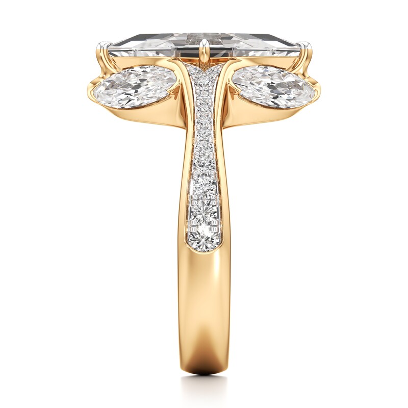 Main Image 3 of J'Lure Lozenge Step-Cut Lab-Grown Diamond Engagement Ring 4-3/4 ct tw 18K Yellow Gold