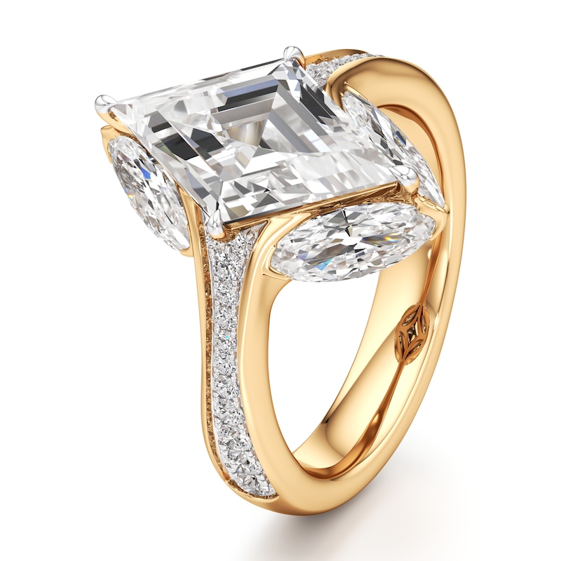 Main Image 4 of J'Lure Lozenge Step-Cut Lab-Grown Diamond Engagement Ring 4-3/4 ct tw 18K Yellow Gold
