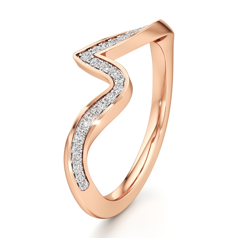 Main Image 4 of J'Lure Lab-Grown Diamond Contour Wedding Band 1/6 ct tw 18K Rose Gold