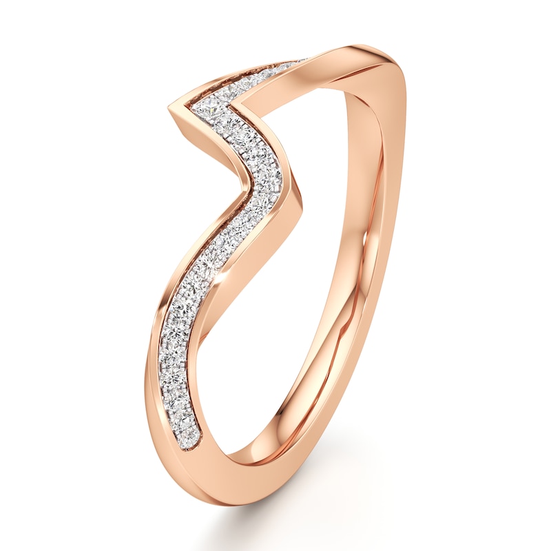 Main Image 4 of J'Lure Lab-Grown Diamond Contour Wedding Band 1/6 ct tw 18K Rose Gold