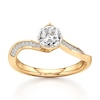 Thumbnail Image 1 of J'Lure Octagon Step-Cut Lab-Created Diamond Bypass Engagement Ring 1 ct tw 18K Yellow Gold