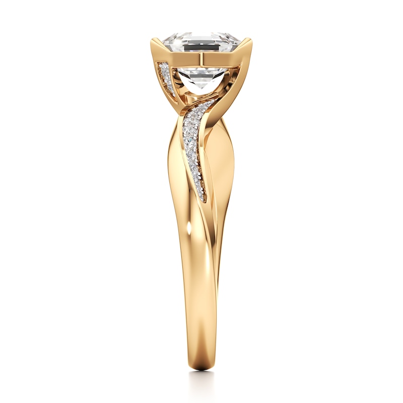 Main Image 3 of J'Lure Octagon Step-Cut Lab-Created Diamond Bypass Engagement Ring 1 ct tw 18K Yellow Gold
