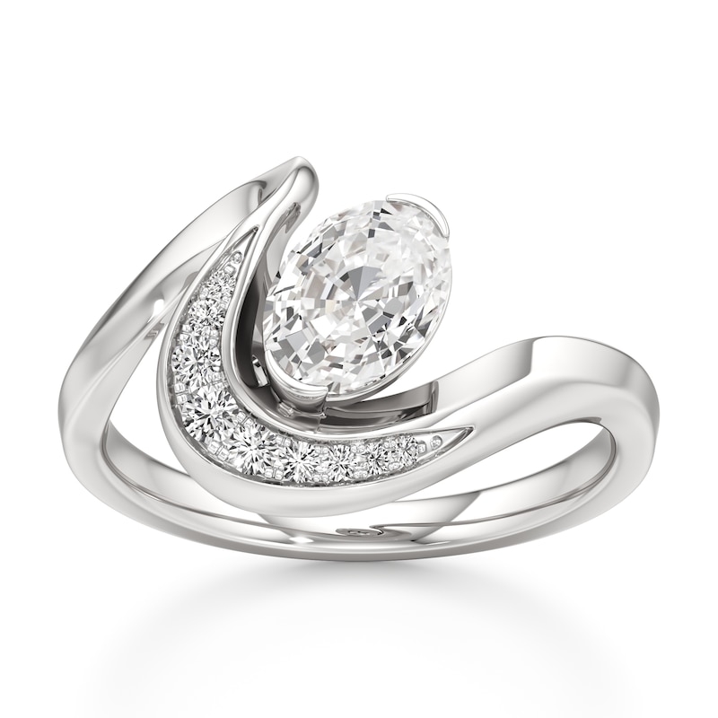 Main Image 1 of J'Lure Oval Step-Cut Lab-Grown Diamond Engagement Ring 1 ct tw 18K White Gold