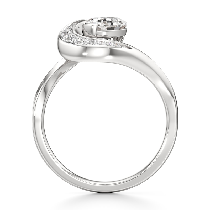 Main Image 2 of J'Lure Oval Step-Cut Lab-Grown Diamond Engagement Ring 1 ct tw 18K White Gold