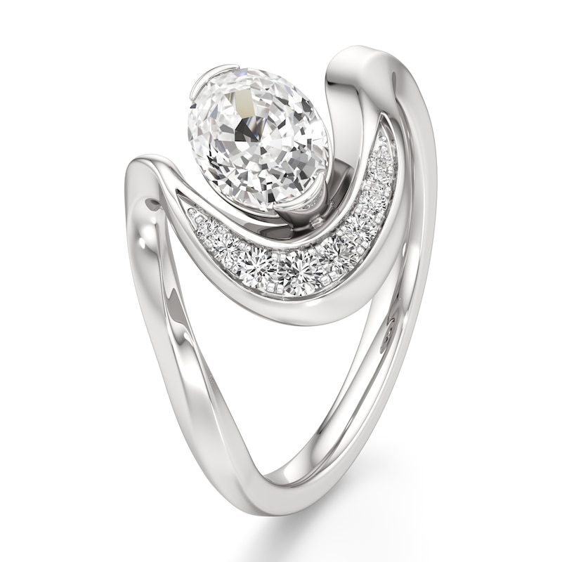 Main Image 4 of J'Lure Oval Step-Cut Lab-Grown Diamond Engagement Ring 1 ct tw 18K White Gold