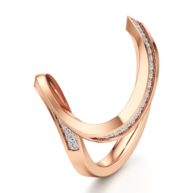 Main Image 4 of J'Lure Lab-Created Diamond Contour Wedding Band 1/5 ct tw 18K Rose Gold