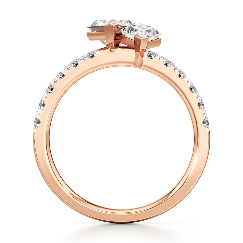 Main Image 2 of J'Lure Lozenge Step-Cut Two-Stone Lab-Grown Diamond Engagement Ring 1-7/8 ct tw 18K Rose Gold