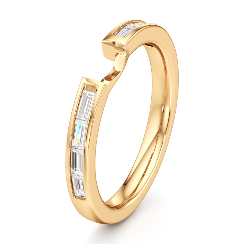 Main Image 4 of J'Lure Baguette-Cut Lab-Grown Diamond Contour Wedding Band 1/3 ct tw 18K Yellow Gold