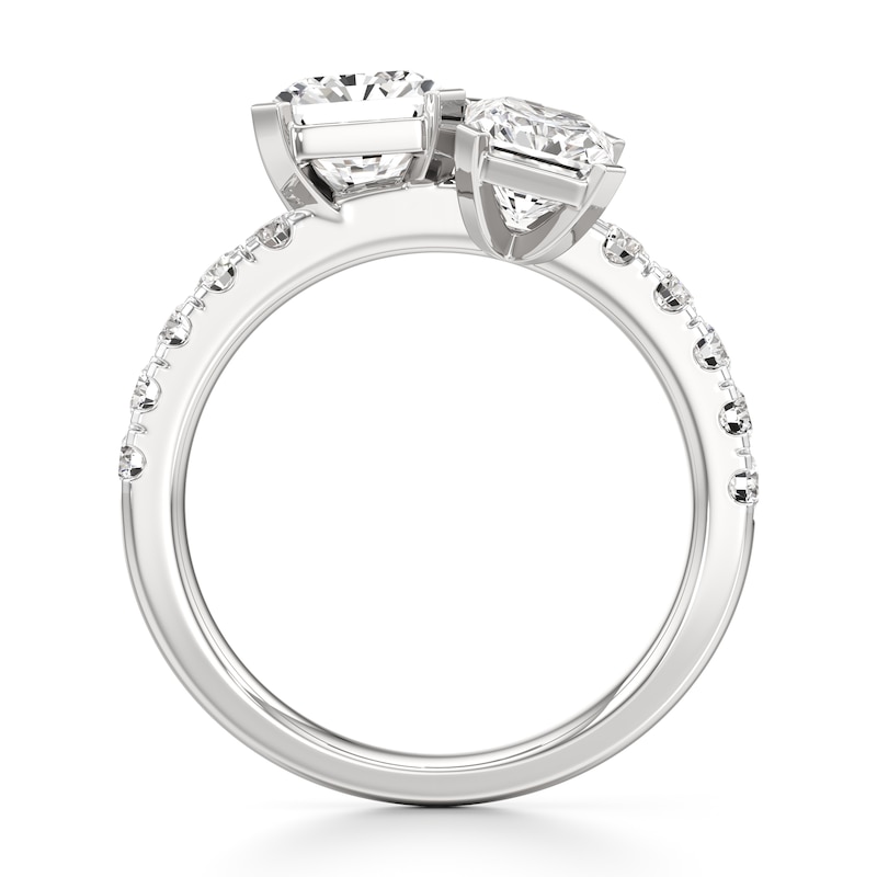 Main Image 2 of J'Lure Radiant Brilliant-Cut Two-Stone Lab-Grown Diamond Engagement Ring 3-3/8 ct tw 18K White Gold