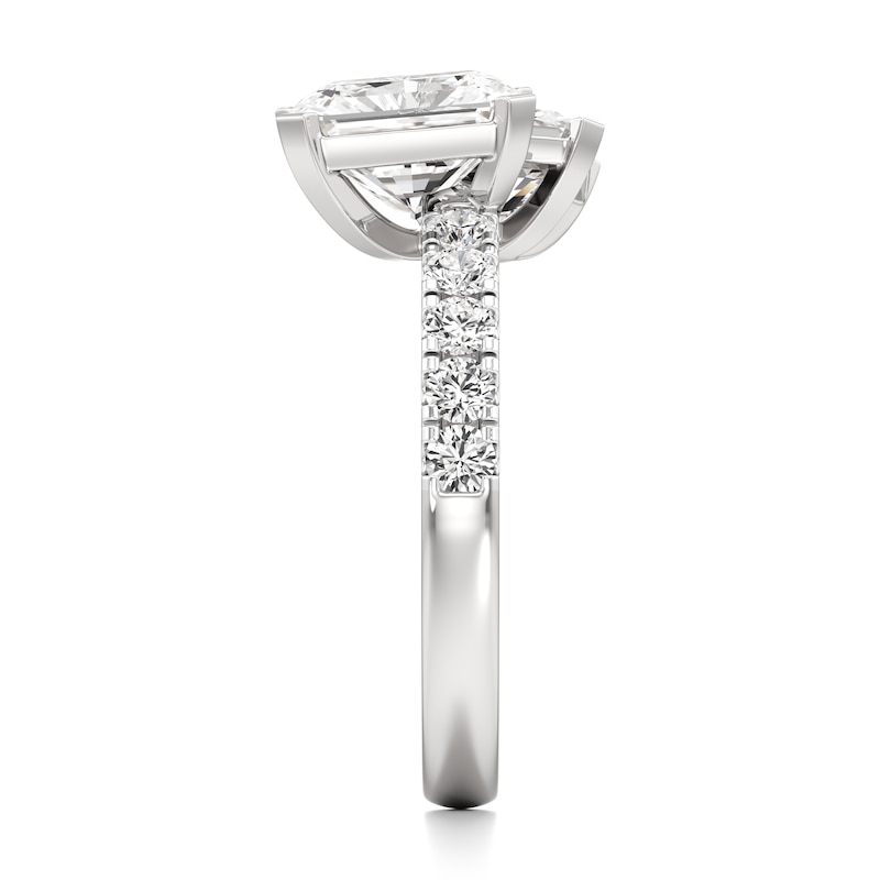 Main Image 3 of J'Lure Radiant Brilliant-Cut Two-Stone Lab-Grown Diamond Engagement Ring 3-3/8 ct tw 18K White Gold