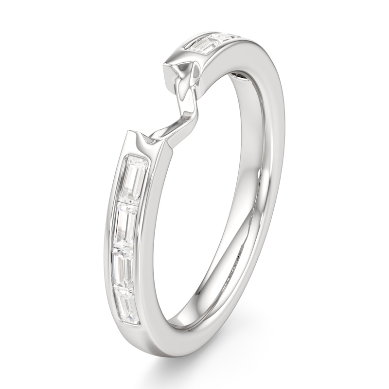 Main Image 4 of J'Lure Baguette-Cut Lab-Grown Diamond Contour Wedding Band 1/3 ct tw 18K White Gold