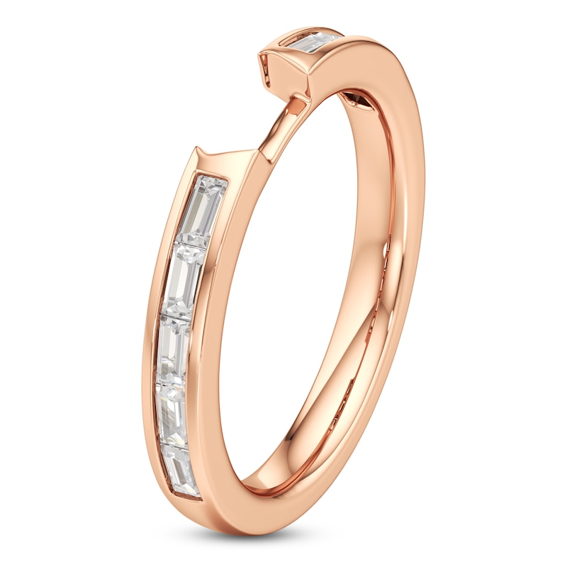 Main Image 4 of J'Lure Baguette-Cut Lab-Grown Diamond Contour Wedding Band 3/8 ct tw 18K Rose Gold