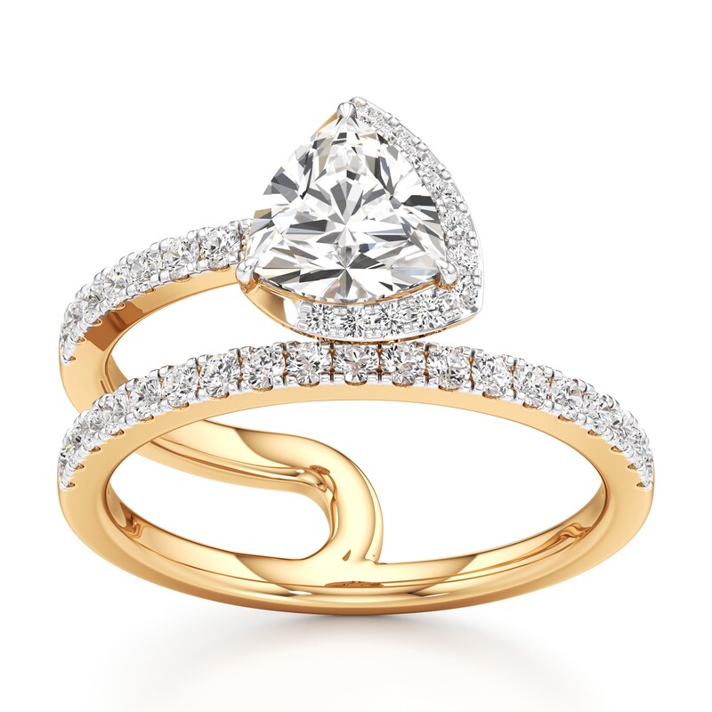 Main Image 1 of J'Lure Trillion Curved Brilliant-Cut Lab-Grown Diamond Spiral Engagement Ring 1-3/8 ct tw 18K Yellow Gold