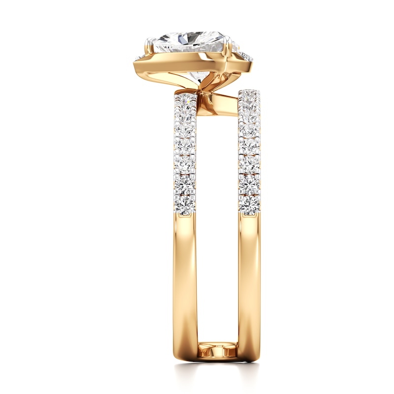 Main Image 3 of J'Lure Trillion Curved Brilliant-Cut Lab-Grown Diamond Spiral Engagement Ring 1-3/8 ct tw 18K Yellow Gold