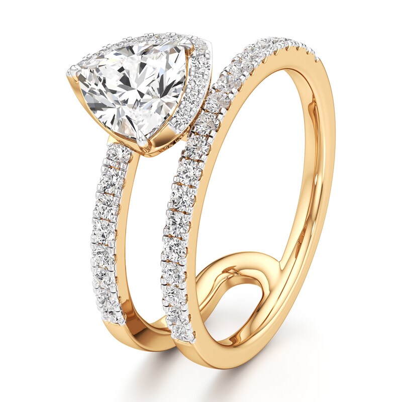 Main Image 4 of J'Lure Trillion Curved Brilliant-Cut Lab-Grown Diamond Spiral Engagement Ring 1-3/8 ct tw 18K Yellow Gold