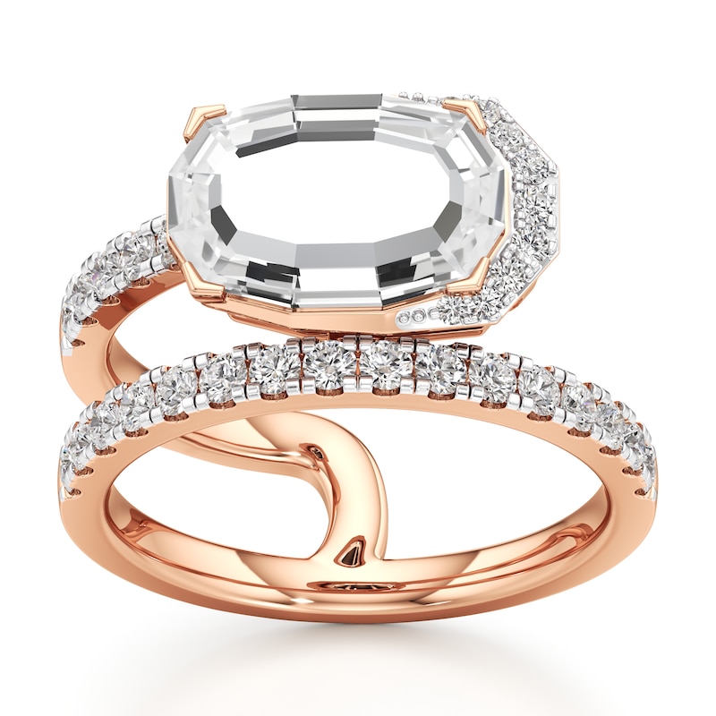 Main Image 1 of J'Lure Oval Portrait-Cut Lab-Grown Diamond Spiral Engagement Ring 2-1/2 ct tw 18K Rose Gold
