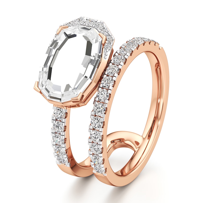 Main Image 4 of J'Lure Oval Portrait-Cut Lab-Grown Diamond Spiral Engagement Ring 2-1/2 ct tw 18K Rose Gold