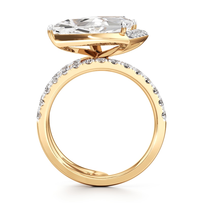 Main Image 2 of J'Lure Kite Step-Cut Lab-Grown Diamond Spiral Engagement Ring 3-3/4 ct tw 18K Yellow Gold