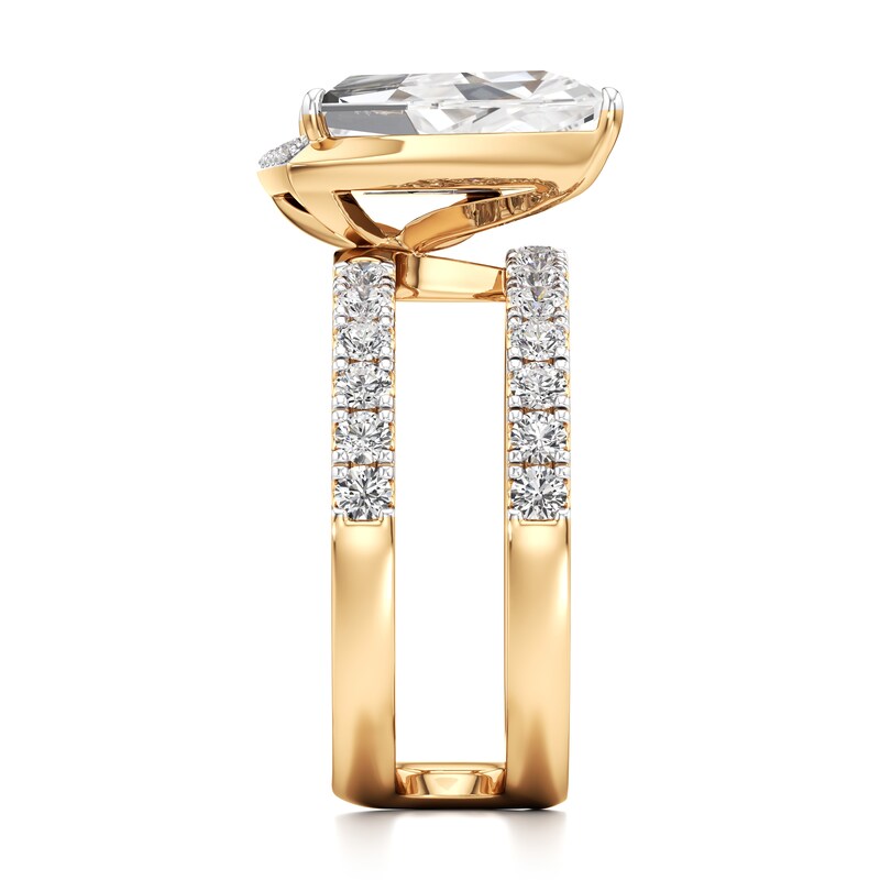 Main Image 3 of J'Lure Kite Step-Cut Lab-Grown Diamond Spiral Engagement Ring 3-3/4 ct tw 18K Yellow Gold