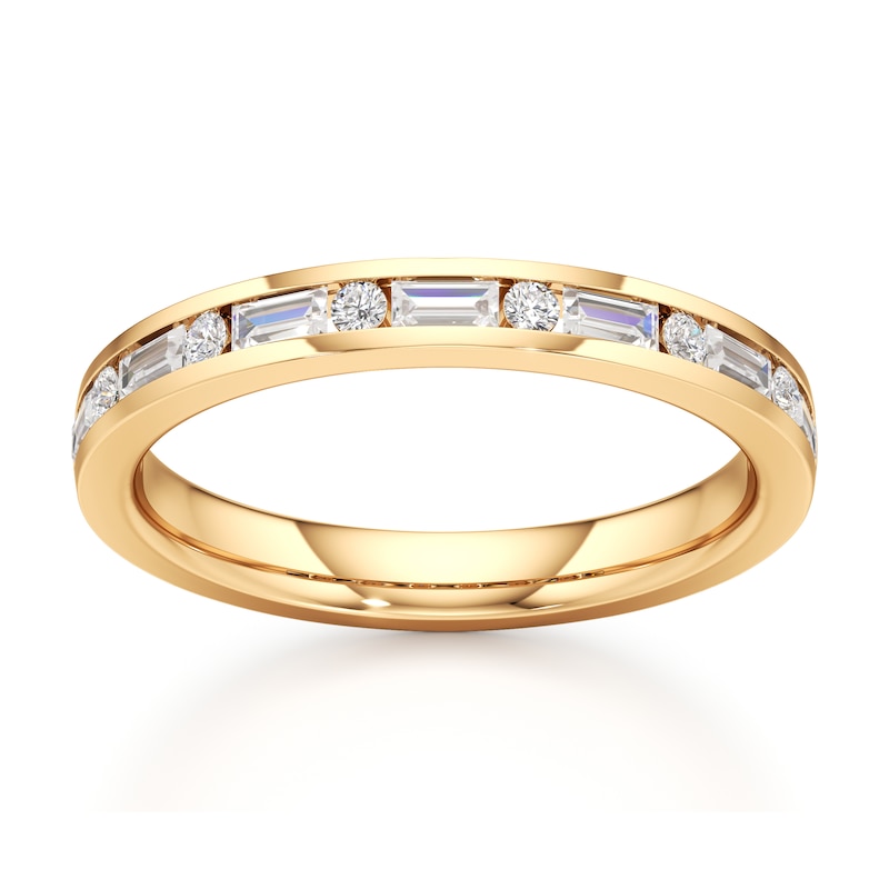 Main Image 1 of J'Lure Baguette & Round-Cut Lab-Grown Diamond Wedding Band 3/8 ct tw 18K Yellow Gold