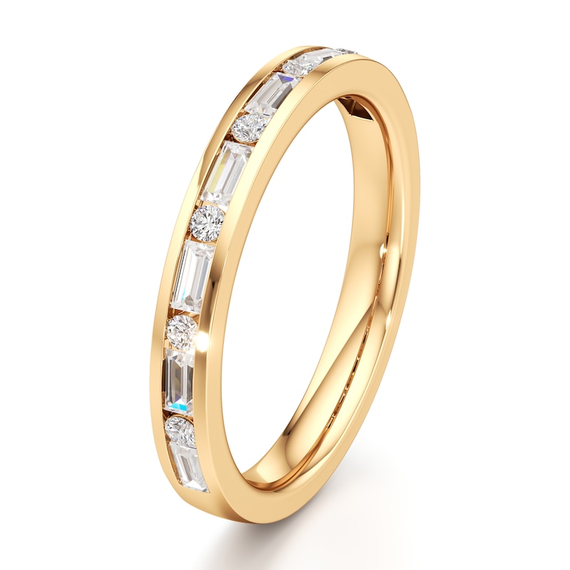 Main Image 4 of J'Lure Baguette & Round-Cut Lab-Grown Diamond Wedding Band 3/8 ct tw 18K Yellow Gold