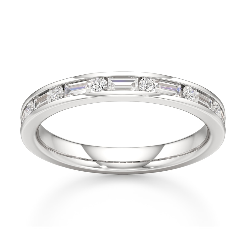 Main Image 1 of J'Lure Baguette & Round-Cut Lab-Grown Diamond Wedding Band 3/8 ct tw 18K White Gold