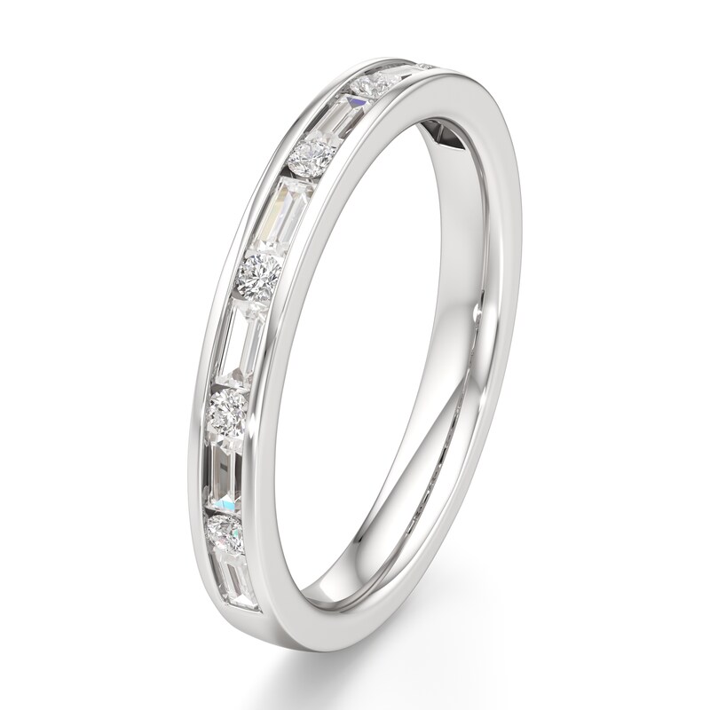 Main Image 4 of J'Lure Baguette & Round-Cut Lab-Grown Diamond Wedding Band 3/8 ct tw 18K White Gold