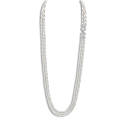 Yoko London Cultured Pearl Three-Strand Necklace With Diamonds 2 ct tw 18K White Gold 32"