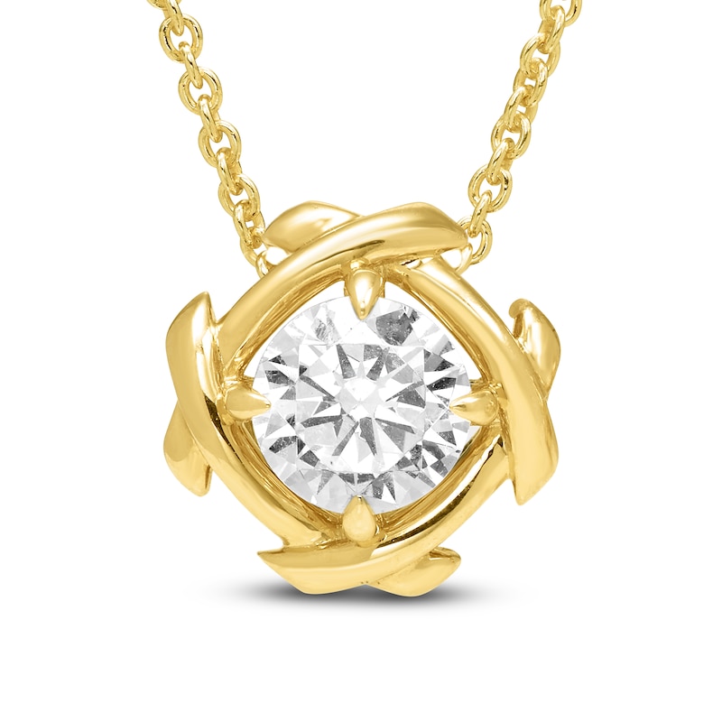 Main Image 1 of Unspoken Diamond Solitaire Necklace 1-1/2 ct tw 14K Yellow Gold 18" (I1/I)