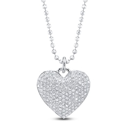 Shy Creation Diamond Pavé Heart Necklace 1/3 ct tw 14K Two-Tone Gold 18" SC55027377