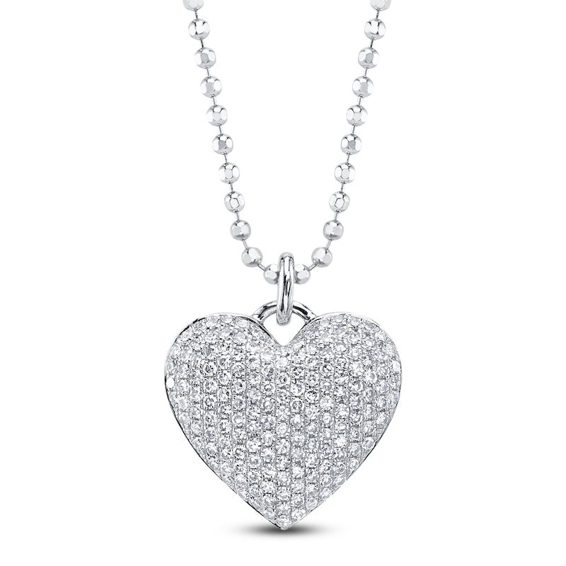 Main Image 1 of Shy Creation Diamond Pavé Heart Necklace 1/3 ct tw 14K Two-Tone Gold 18" SC55027377