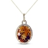 Thumbnail Image 1 of Jared Atelier Oval-Cut Citrine & Certified Diamond Halo Necklace 5/8 ct tw 14K Yellow Gold 19"