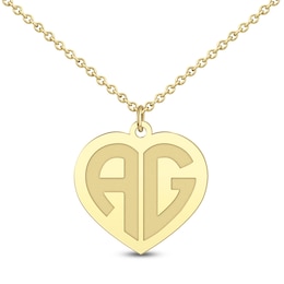 Initial Heart Necklace 14K Yellow Gold 18"