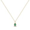 Thumbnail Image 1 of Oval-Cut Natural Emerald Bezel-Set Solitaire Necklace 14K Yellow Gold 17"