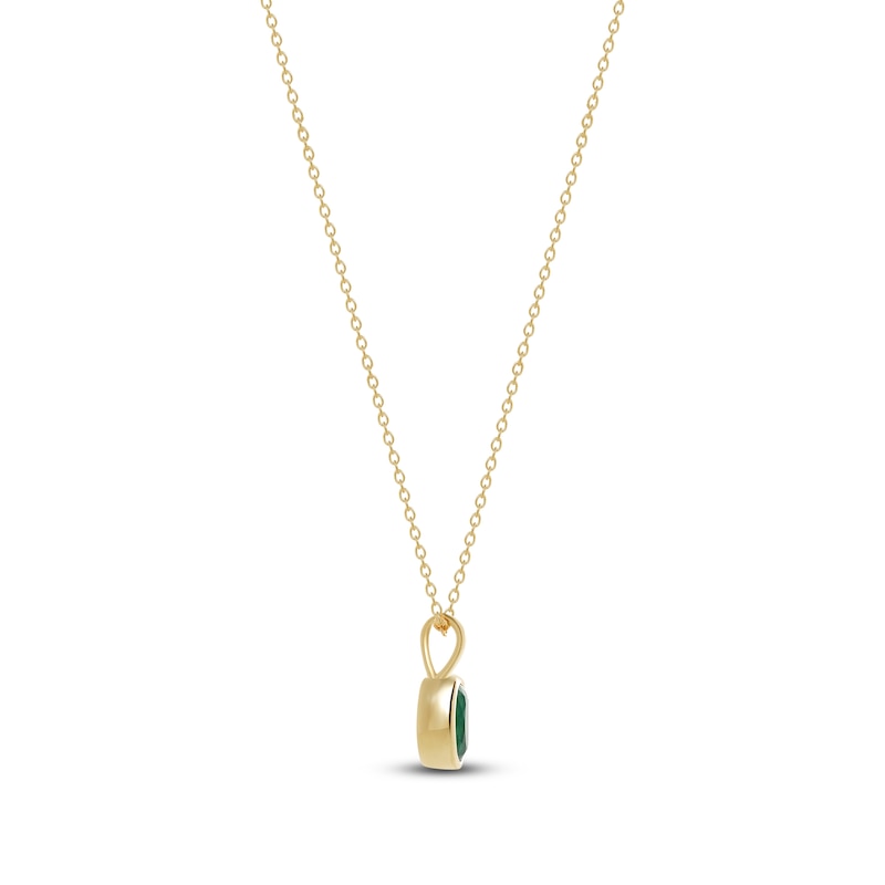 Main Image 2 of Oval-Cut Natural Emerald Bezel-Set Solitaire Necklace 14K Yellow Gold 17"