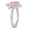 Thumbnail Image 2 of Oval-Cut Pink Lab-Grown Diamond and White Lab-Grown Diamond Floral Engagement Ring 2-1/4 ct tw 14K White Gold