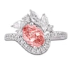 Thumbnail Image 3 of Oval-Cut Pink Lab-Grown Diamond and White Lab-Grown Diamond Floral Engagement Ring 2-1/4 ct tw 14K White Gold