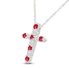 Thumbnail Image 2 of Lab-Created Ruby & White Lab-Created Sapphire Cross Necklace Sterling Silver 18"