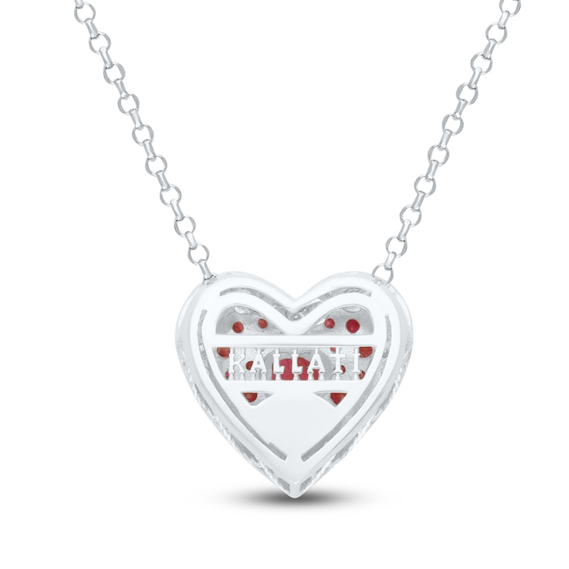Main Image 3 of Kallati Heart-Shaped Natural Ruby & Diamond Necklace 1/5 ct tw 14K White Gold 18"