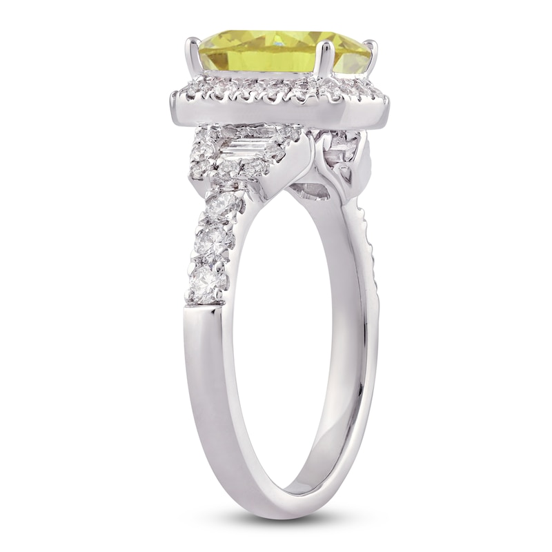 Main Image 2 of Radiant-Cut Yellow Lab-Grown Diamond & White Lab-Grown Diamond Engagement Ring 2-3/4 ct tw 14K White Gold