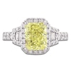Thumbnail Image 3 of Radiant-Cut Yellow Lab-Grown Diamond & White Lab-Grown Diamond Engagement Ring 2-3/4 ct tw 14K White Gold