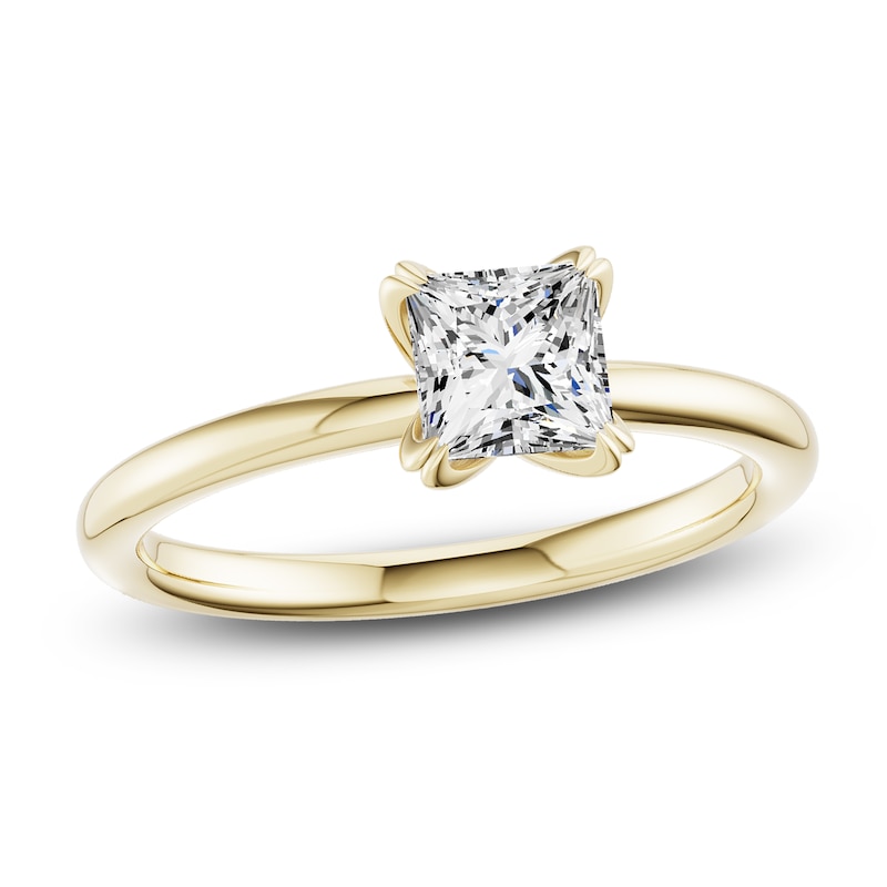 Main Image 1 of Certified Princess-Cut Diamond Solitaire Engagement Ring 1 ct tw 18K Yellow Gold (SI2/G)