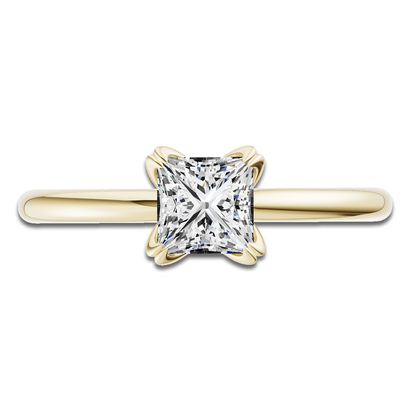 Main Image 3 of Certified Princess-Cut Diamond Solitaire Engagement Ring 1 ct tw 18K Yellow Gold (SI2/G)